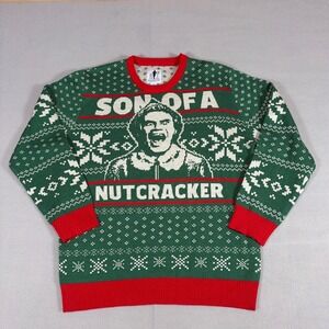 Elf Movie Son of a Nutcracker Christmas‎ Sweater Green Red Mens Large Buddy Elf